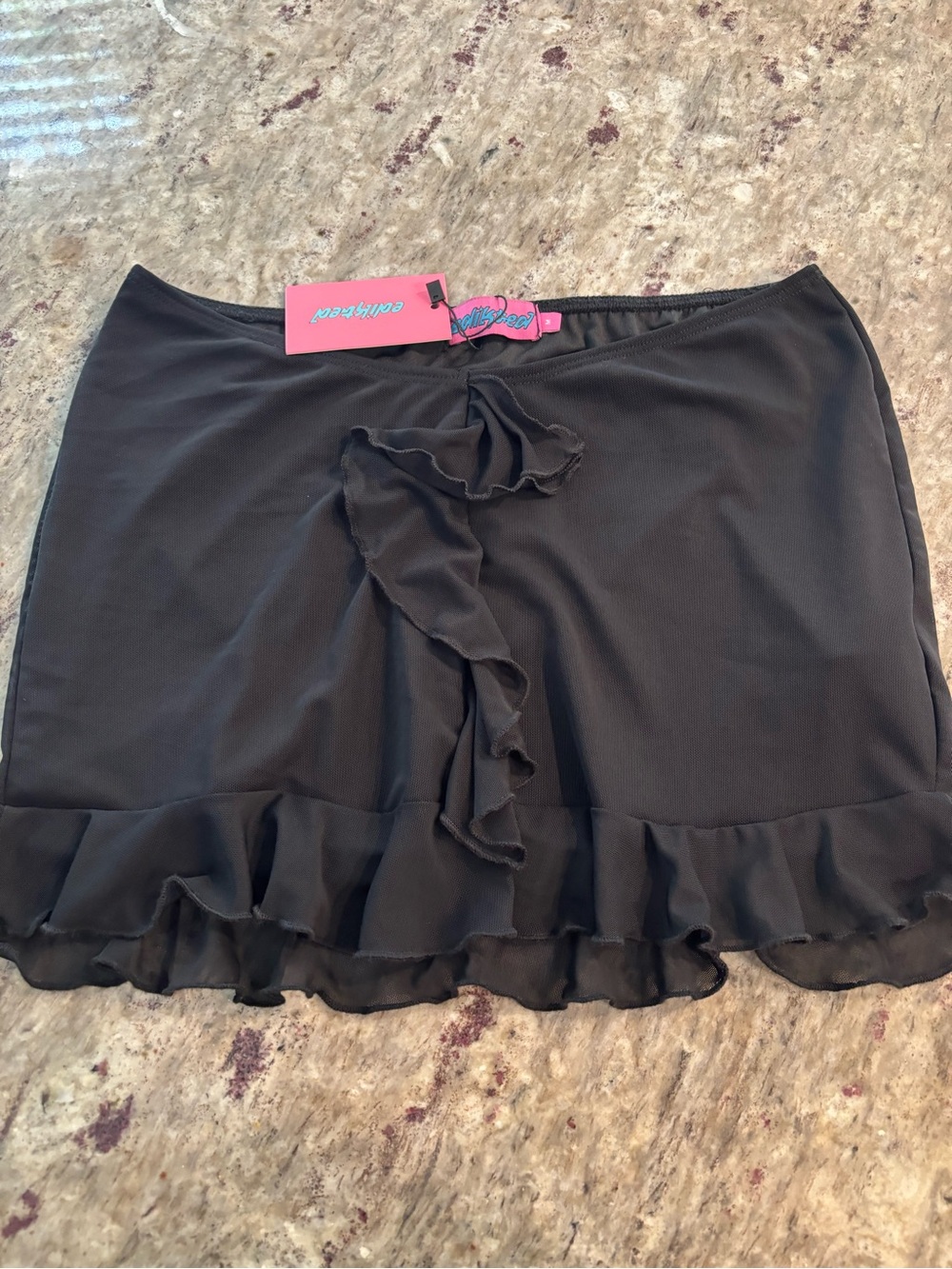 edikted black ‘solange ruffle mesh mini skirt’